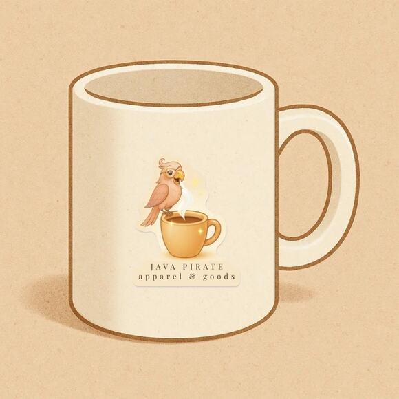 Java Pirate Apparel & Goods Other - Java Pirate Apparel & Goods Limited White 11 oz Signature Logo Mug Coffee Cup